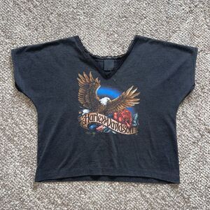 Vintage 1987 3D Emblem Harley Davidson Eagle Rose Shirt USA Womens Size Medium